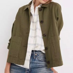 New Madewell Drapey Pomeray Chore Jacket Medium Green